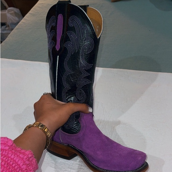 Purple and Black Women's Western Boots - Picture 2 of 3